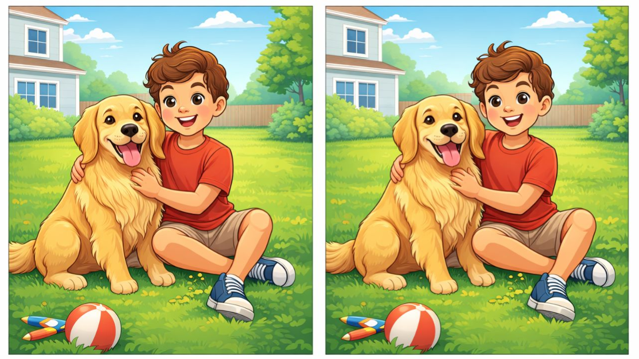 12-Second Challenge: Spot 3 Differences in the Boy and Dog Picture